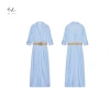 Váy đầm nữ Zr sơ mi dài dáng suông, cổ V, khuy cài tay, túi ngực và belt basic sang chảnh - giảm tới 23% 4