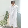 Váy Đầm Sơ Mi Suông Trơn Xẻ Tà Cài Nút Tay Bí Lỡ Túi Công Sở Thanh Lịch Giá 269,100₫ 2