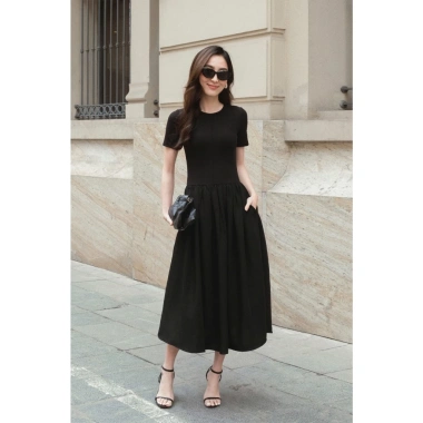 Váy Đầm Xòe Dài Cộc Tay SHEMODA Long Classic - Tôn Dáng Sang Trọng, Giá 479.000₫