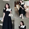Váy đầm xòe phổi cổ trắng hoa nhẹ nhàng thanh lịch, đi làm và tiệc, Bigsize V38 2