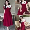 Váy đầm xòe phổi cổ trắng hoa nhẹ nhàng thanh lịch, đi làm và tiệc, Bigsize V38 4