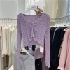 Váy đi lại Hàn Quốc hot girl, cổ V, dây rút, chất liệu đan, xuân hè 2.023 Dongdaemun