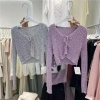 Váy đi lại Hàn Quốc hot girl, cổ V, dây rút, chất liệu đan, xuân hè 2.023 Dongdaemun 7