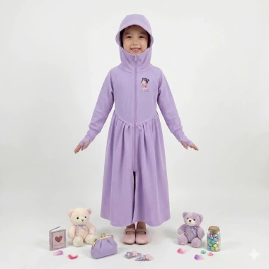Váy Đi Nắng Dài Toàn Thân Bé Gái Cotton Tổ Ong Dãn Thoáng Mát Chống UV 5