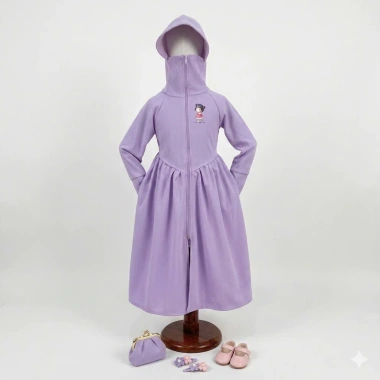 Váy Đi Nắng Dài Toàn Thân Bé Gái Cotton Tổ Ong Dãn Thoáng Mát Chống UV 10