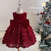 Váy Đỏ Noel và Tết Bé Gái - Nhung Hoa Hồng Bồng Bềnh Sang Trọng | KS HƯƠNG BABY 2