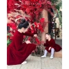 Váy Đôi Mẹ Bé Nhung Cứng Đỏ Form Xòe Anna và Chloe Size 8‑70kg - Phù Hợp Lễ Tết, Noel, Tiệc, Giá Giảm 260,000₫ 6