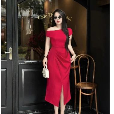 Váy Dự Tiệc Bigsize Nữ 60-90kg Lệch Vai Gợi Cảm - Che Khuyết Điểm, Sang Trọng Cao Cấp 329k