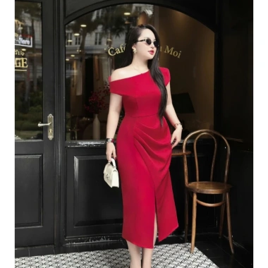 Váy Dự Tiệc Bigsize Nữ 60-90kg Lệch Vai Gợi Cảm - Che Khuyết Điểm, Sang Trọng Cao Cấp 329k