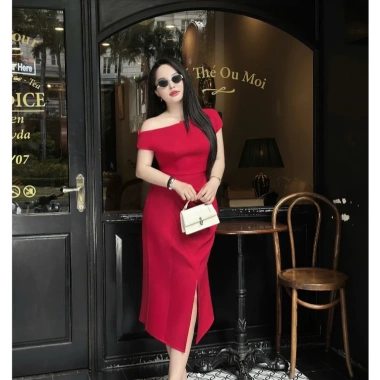 Váy Dự Tiệc Bigsize Nữ 60-90kg Lệch Vai Gợi Cảm - Che Khuyết Điểm, Sang Trọng Cao Cấp 329k