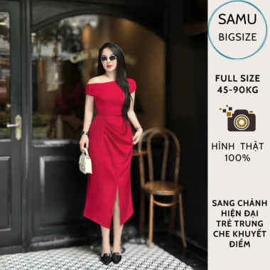 Váy Dự Tiệc Bigsize Nữ 60-90kg Lệch Vai Gợi Cảm - Che Khuyết Điểm, Sang Trọng Cao Cấp 329k