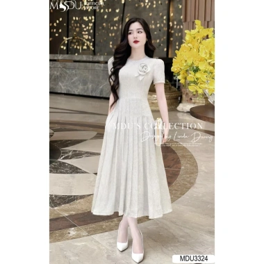 Váy dự tiệc Text Nhật cao cấp xếp ly sang chảnh MDU3.791 - Giá chỉ 789.000đ