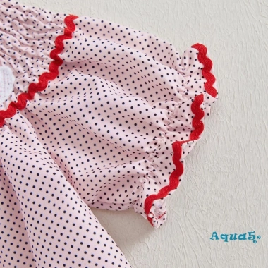Váy Giáng sinh bé gái Aqua 2 món Ông già Noel thêu cổ thun ngắn tay kèm Tiara