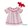 Váy Giáng sinh bé gái Aqua 2 món Ông già Noel thêu cổ thun ngắn tay kèm Tiara 8