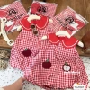 Váy hè bé gái caro dáng bí phồng thêu hình táo - size 10-20kg, giá ưu đãi 129k 2
