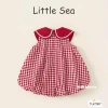 Váy hè bé gái caro dáng bí phồng thêu hình táo - size 10-20kg, giá ưu đãi 129k 4
