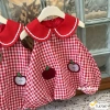 Váy hè bé gái caro dáng bí phồng thêu hình táo - size 10-20kg, giá ưu đãi 129k 6