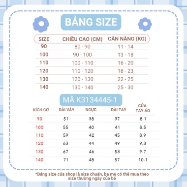 Váy Hoa Nhí Tiểu Thư Cổ Tròn Tay Bo cho Bé Gái Cotton thoáng mát, giá 221.000đ 8