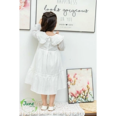 Váy June trẻ em 11-35kg cộc tay hồng, dài tay trắng cổ Đức thêu hoa dễ thương - giá chỉ 245.000đ 6