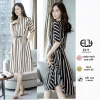 Váy kẻ nữ suông dài tay cánh rơi, eo rút, thiết kế cao cấp Hàn Quốc, màu phối hiện đại giảm giá 259.000 VND