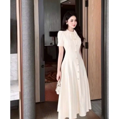 Váy kem dài cài nút thanh lịch cho công sở, xòe nhẹ tôn sang trọng, giá chỉ 378.000 VND 2 Váy kem dài cài nút thanh lịch cho công sở, xòe nhẹ tôn sang trọng, giá chỉ 378.000 VND 2