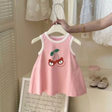 Váy Không Tay Chữ A Bé Gái 2‑6Y Hoạt Hình Chắp Vá Mùa Hè Thoáng Khí, Sang Trọng 6