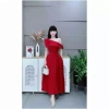 Váy lệch vai form dài cotton hàn dập nổi hoa trà – Tôn eo, che khuyết điểm, giá chỉ 220k 3