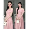 Váy lệch vai form dài cotton hàn dập nổi hoa trà – Tôn eo, che khuyết điểm, giá chỉ 220k 6