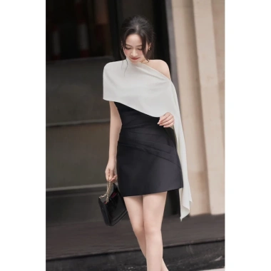 Váy lệch vai Lena Dress chất liệu chéo ý, lụa cao cấp, sang chảnh, giá 559k 5