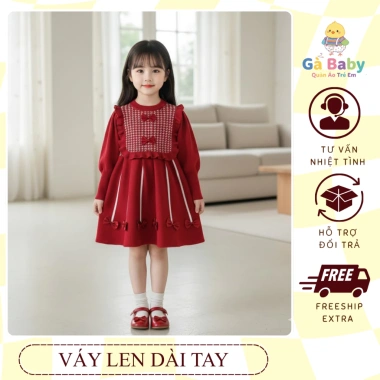 Váy len bé gái mềm mại, ấm áp, dáng xòe dễ thương - giảm giá 288k K5.145.713