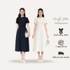 Váy liền thân cổ giếng dài tay ngắn, đai nơ tiểu thư - Linly Store V-VD10 549k