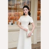 Váy liền thân cổ giếng dài tay ngắn, đai nơ tiểu thư - Linly Store V-VD10 549k 4