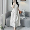Váy Linen Cổ V Cài Nút Dáng Dài Thanh Lịch Phù Hợp Đi Làm và Đi Chơi Giá 265k