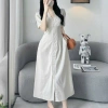 Váy Linen Cổ V Cài Nút Dáng Dài Thanh Lịch Phù Hợp Đi Làm và Đi Chơi Giá 265k 2