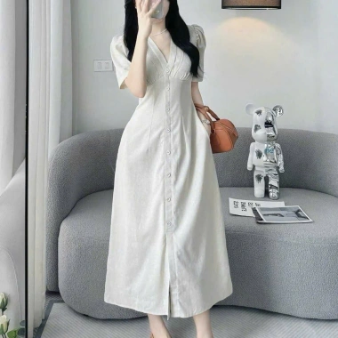Váy Linen Cổ V Cài Nút Dáng Dài Thanh Lịch Phù Hợp Đi Làm và Đi Chơi Giá 265k 2 Váy Linen Cổ V Cài Nút Dáng Dài Thanh Lịch Phù Hợp Đi Làm và Đi Chơi Giá 265k 2