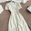 Váy Linen Cổ V Cài Nút Dáng Dài Thanh Lịch Phù Hợp Đi Làm và Đi Chơi Giá 265k 5