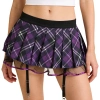 Váy Miniskirt Nữ Sinh Garters Xếp Ly Kẻ Sọc - Vải Tuyn Co Giãn, Thắt Lưng 409k 8