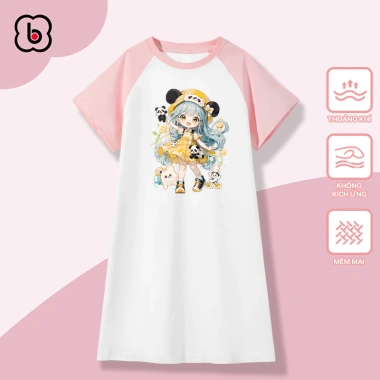 Váy mùa hè bé gái BabyloveGO Đầm suông thun cotton mềm mại, thoáng mát, chỉ 159.000₫ 7