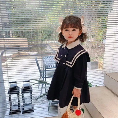 Váy mùa thu bé gái dài tay phong cách Preppy - Thiết kế công chúa, giảm 16% chỉ 228.442 VNĐ