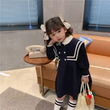 Váy mùa thu bé gái dài tay phong cách Preppy - Thiết kế công chúa, giảm 16% chỉ 228.442 VNĐ