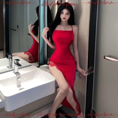 Váy Ngủ 2 Dây Satin Dài Gợi Cảm Sexy Hoàng Gia Giá 147k LALA HONEY 3