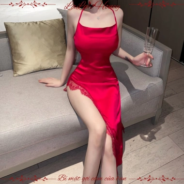 Váy Ngủ 2 Dây Satin Dài Gợi Cảm Sexy Hoàng Gia Giá 147k LALA HONEY 5