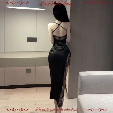 Váy Ngủ 2 Dây Satin Dài Gợi Cảm Sexy Hoàng Gia Giá 147k LALA HONEY 6