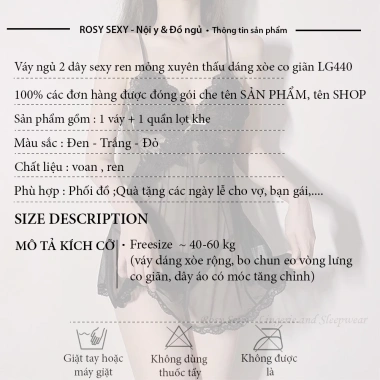 Váy ngủ 2 dây sexy ren mỏng xuyên thấu, dáng xòe co giãn - giảm còn 100.000₫ 9