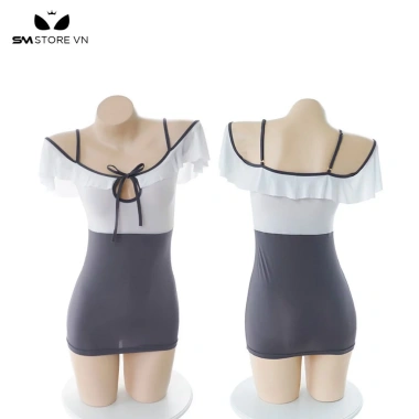 Váy ngủ 2 dây trễ vai cực ngắn ôm body sexy - Giá ưu đãi 58k (SMS311) 4