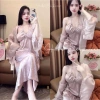 Váy ngủ áo choàng lụa tơ cổ yếm dài LyLy QC Loại 1 - Giá 595k Xíu Sleepwear