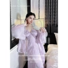 Váy ngủ áo choàng lụa tơ cổ yếm dài LyLy QC Loại 1 - Giá 595k Xíu Sleepwear 5