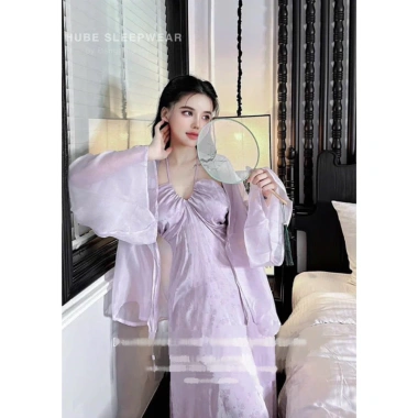 Váy ngủ áo choàng lụa tơ cổ yếm dài LyLy QC Loại 1 - Giá 595k Xíu Sleepwear 5 Váy ngủ áo choàng lụa tơ cổ yếm dài LyLy QC Loại 1 - Giá 595k Xíu Sleepwear 5