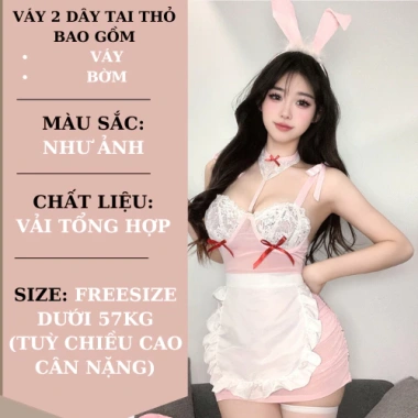 Váy Ngủ Cosplay Hầu Gái Hồng Gợi Cảm 2 Dây Tai Thỏ Đầm Ngủ Quyến Rũ Giá 165k 2