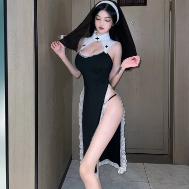 Váy Ngủ Cosplay Nữ Tu DN04 Che Tên - Đồ Ngủ Sexy Hóa Trang Tu Sĩ, Giá 88.000đ
